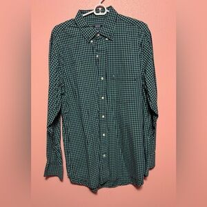 Izod Men's Green Plaid Button Down Shirt